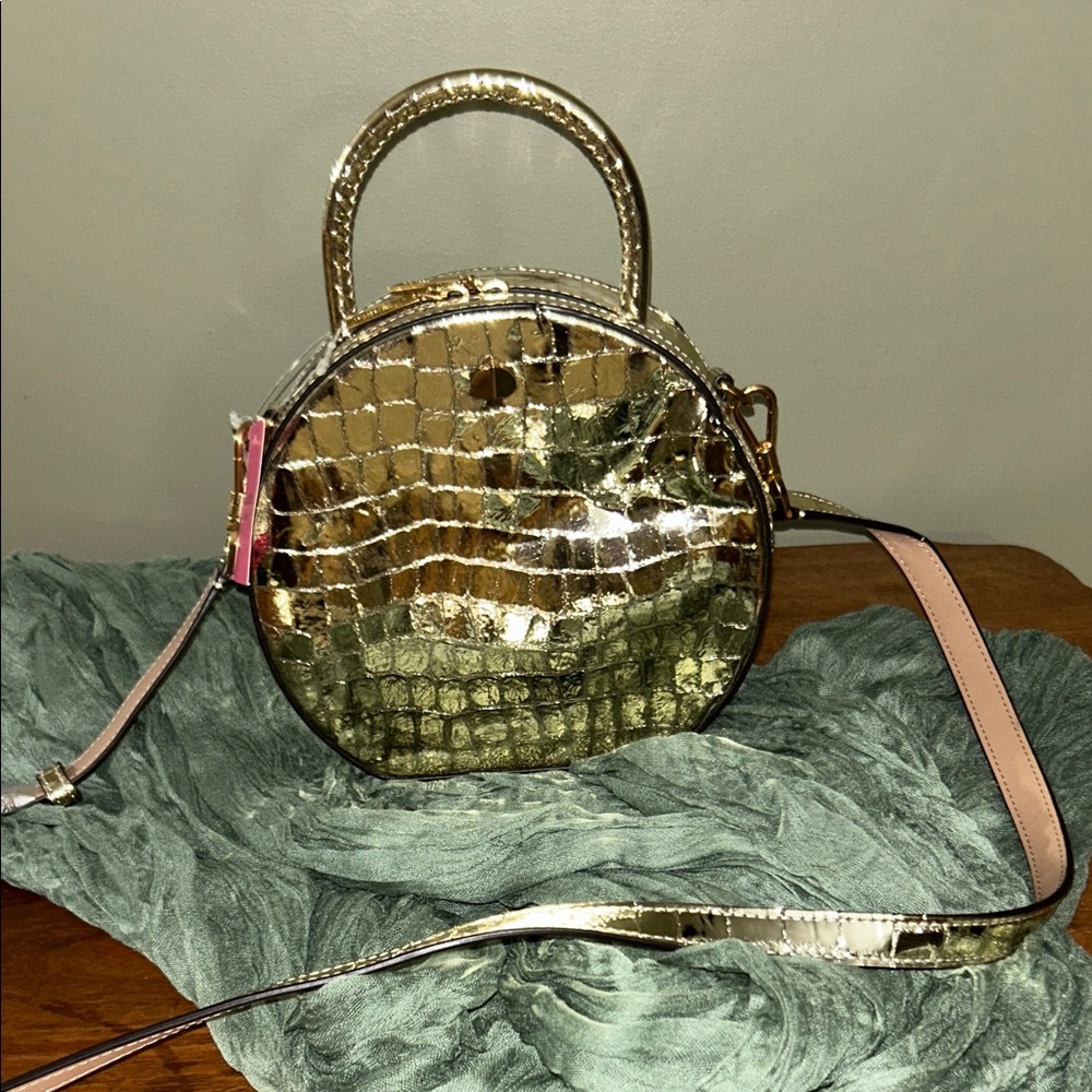 Kate Spade Gold Croc-Embossed Crossbody Bag